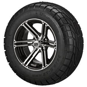 LSI 12" Yukon Black & Machined Wheel and Low Profile Tire Combo