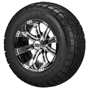 LSI 12" Casino Black & Machined Wheel and Low Profile Tire Combo