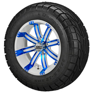 LSI 12" Casino White & Blue Wheel and Low Profile Tire Combo