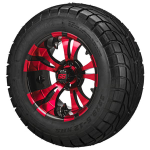 LSI 12" Warlock Black & Red Wheel and Low Profile Tire Combo