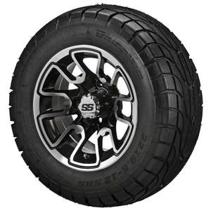 LSI 12" Tombstone Black & Machined Wheel and Low Profile Tire Combo