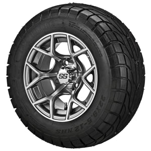 LSI 12" Ninja Gun Metal Gray & Machined Wheel and Low Profile Tire Combo