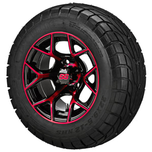 LSI 12" Ninja Black & Red Wheel and Low Profile Tire Combo