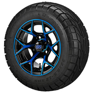 LSI 12" Ninja Black & Blue Wheel and Low Profile Tire Combo