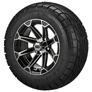 LSI 12" Viking Black & Machined Wheel and Low Profile Tire Combo