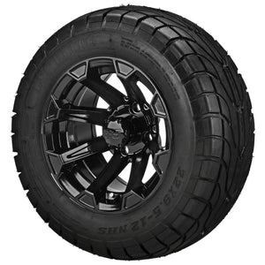 LSI 12" Viking Gloss Black Wheel and Low Profile Tire Combo