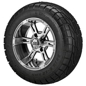 LSI 12" Raptor Gun Metal Gray & Machined Wheel and Low Profile Tire Combo