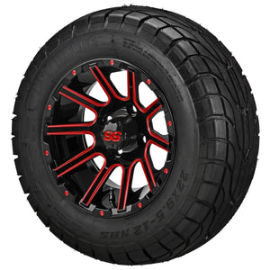 LSI 12" Venom Black & Red Wheel and Low Profile Tire Combo