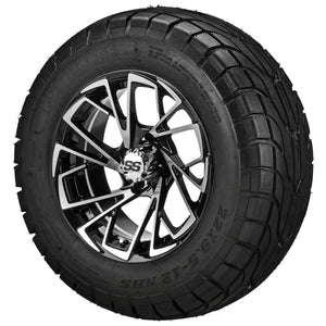 LSI 12" Stinger Black & Machined Wheel and Low Profile Tire Combo