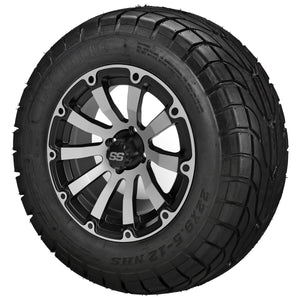 LSI 12" Beast Black & Machined Wheel and Low Profile Tire Combo