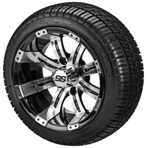 LSI 12" Casino Black & Machined Wheel and Low Profile Tire Combo