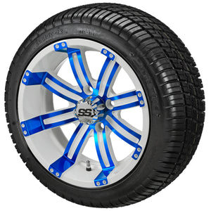 LSI 12" Casino White & Blue Wheel and Low Profile Tire Combo