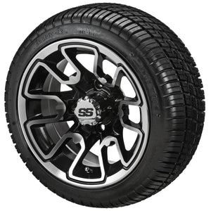 LSI 12" Tombstone Black & Machined Wheel and Low Profile Tire Combo