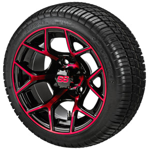 LSI 12" Ninja Black & Red Wheel and Low Profile Tire Combo