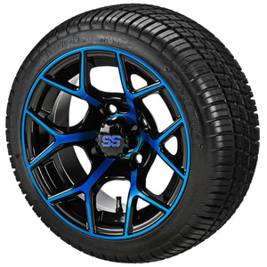 LSI 12" Ninja Black & Blue Wheel and Low Profile Tire Combo