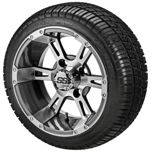 LSI 12" Raptor Gun Metal Gray & Machined Wheel and Low Profile Tire Combo