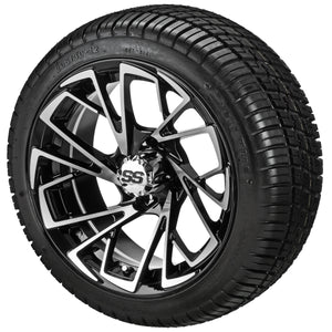 LSI 12" Stinger Black & Machined Wheel and Low Profile Tire Combo