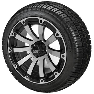 LSI 12" Beast Black & Machined Wheel and Low Profile Tire Combo