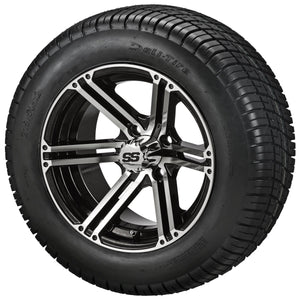 LSI 12" Yukon Black & Machined Wheel and Low Profile Tire Combo (Centered)