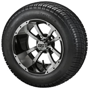 LSI 12" Maltese Cross Black & Machined Wheel and Low Profile Tire Combo