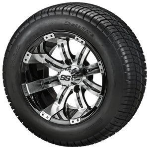 LSI 12" Casino Black & Machined Wheel and Low Profile Tire Combo