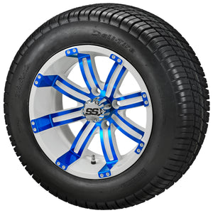 LSI 12" Casino White & Blue Wheel and Low Profile Tire Combo