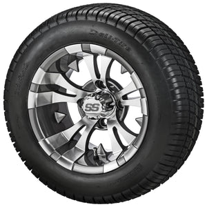 LSI 12" Warlock Gun Metal Gray & Machined Wheel and Low Profile Tire Combo