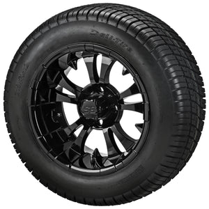 LSI 12" Warlock Gloss Black Wheel and Low Profile Tire Combo