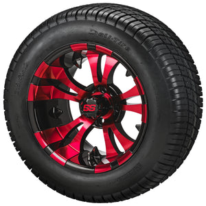 LSI 12" Warlock Black & Red Wheel and Low Profile Tire Combo