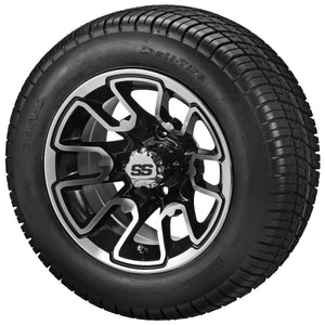 LSI 12" Tombstone Black & Machined Wheel and Low Profile Tire Combo