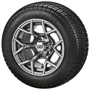 LSI 12" Ninja Gun Metal Gray & Machined Wheel and Low Profile Tire Combo