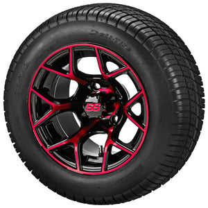 LSI 12" Ninja Black & Red Wheel and Low Profile Tire Combo