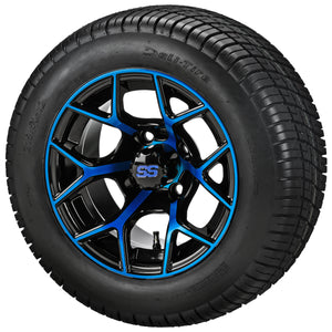 LSI 12" Ninja Black & Blue Wheel and Low Profile Tire Combo