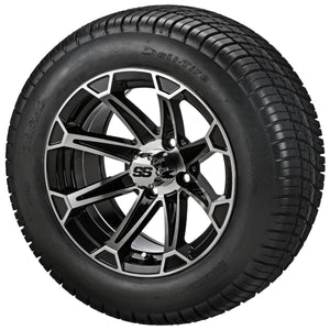 LSI 12" Viking Black & Machined Wheel and Low Profile Tire Combo