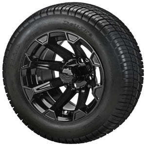 LSI 12" Viking Gloss Black Wheel and Low Profile Tire Combo