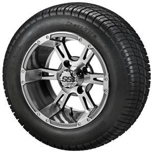 LSI 12" Raptor Gun Metal Gray & Machined Wheel and Low Profile Tire Combo