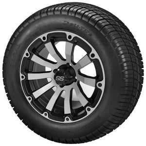 LSI 12" Beast Black & Machined Wheel and Low Profile Tire Combo