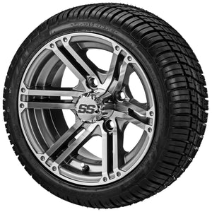 LSI 12" Yukon Gun Metal Gray & Machined Wheel and Low Profile Tire Combo (Centered)