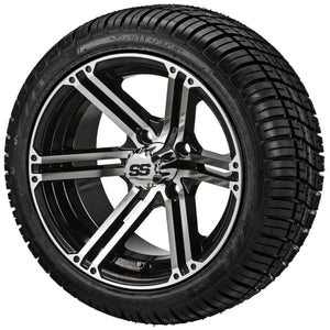 LSI 12" Yukon Black & Machined Wheel and Low Profile Tire Combo (Centered)