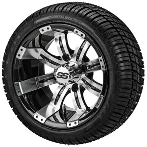 LSI 12" Casino Black & Machined Wheel and Low Profile Tire Combo