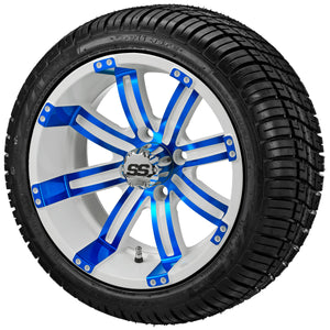 LSI 12" Casino White & Blue Wheel and Low Profile Tire Combo