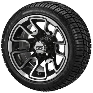 LSI 12" Tombstone Black & Machined Wheel and Low Profile Tire Combo