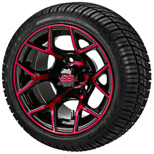 LSI 12" Ninja Black & Red Wheel and Low Profile Tire Combo