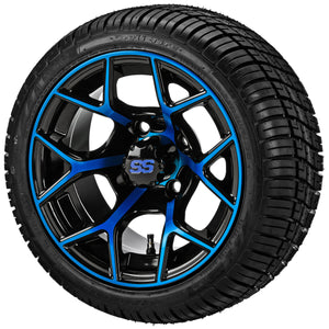 LSI 12" Ninja Black & Blue Wheel and Low Profile Tire Combo