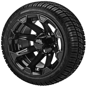 LSI 12" Viking Gloss Black Wheel and Low Profile Tire Combo