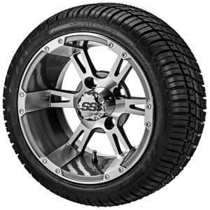 LSI 12" Raptor Gun Metal Gray & Machined Wheel and Low Profile Tire Combo