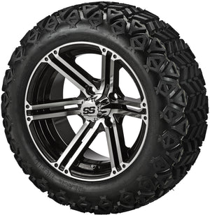 LSI 14" Yukon Black & Machined Wheel and Lifted Tire Combo