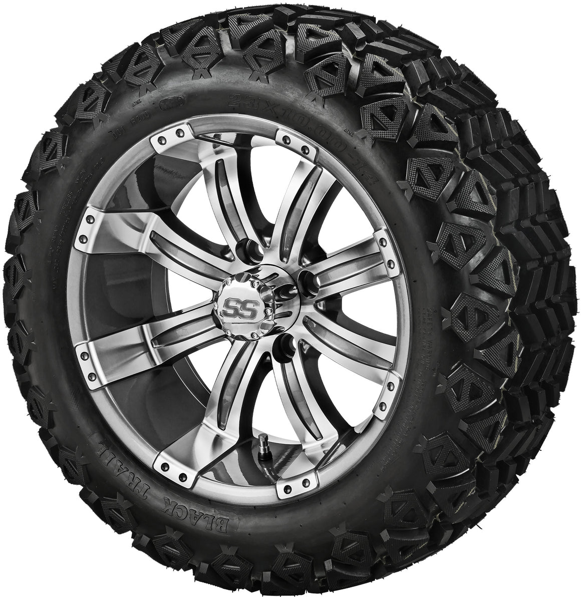LSI 14" Casino Gun Metal Gray & Machined Wheel and Lifted Tire Combo