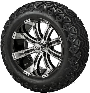 LSI 14" Casino Black & Machined Wheel and Lifted Tire Combo