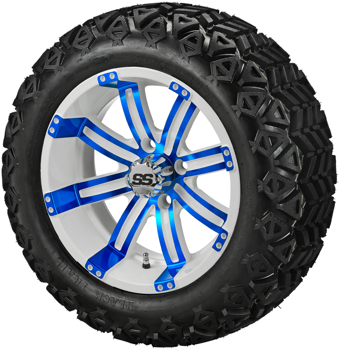 LSI 14" Casino White & Blue Wheel and Lifted Tire Combo